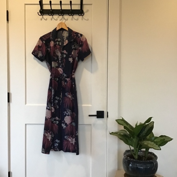 Vintage Purple Floral Dress Size S/M - Picture 2 of 2